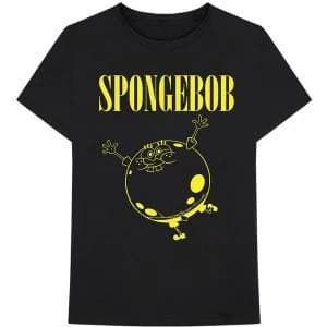 Image of Nickelodian - Spongebob Inflated Sponge Unisex Large T-Shirt - Black