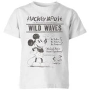 Image of Disney Retro Poster Wild Waves Kids T-Shirt - White - 11-12 Years