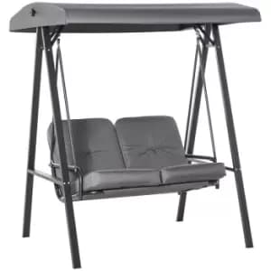 Image of Outsunny 2 Seater Garden Outdoor Swing Chair Lounger Hammock W/ Steel Frame Grey
