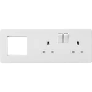 Image of Knightsbridge - Screwless 13A 2G dp Socket + 2G Modular Combination Plate - Matt White 230V IP20