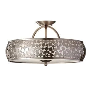 Image of 3 Light Semi Flush Ceiling Light Brushed Steel, E27