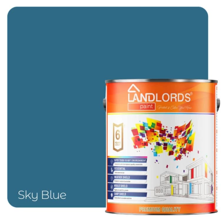 Image of LANDLORDS PAINT Masonry Paint - 20L - Weatherproof Exterior Wall Paint in Sky Blue Sky Blue Unisex 20L