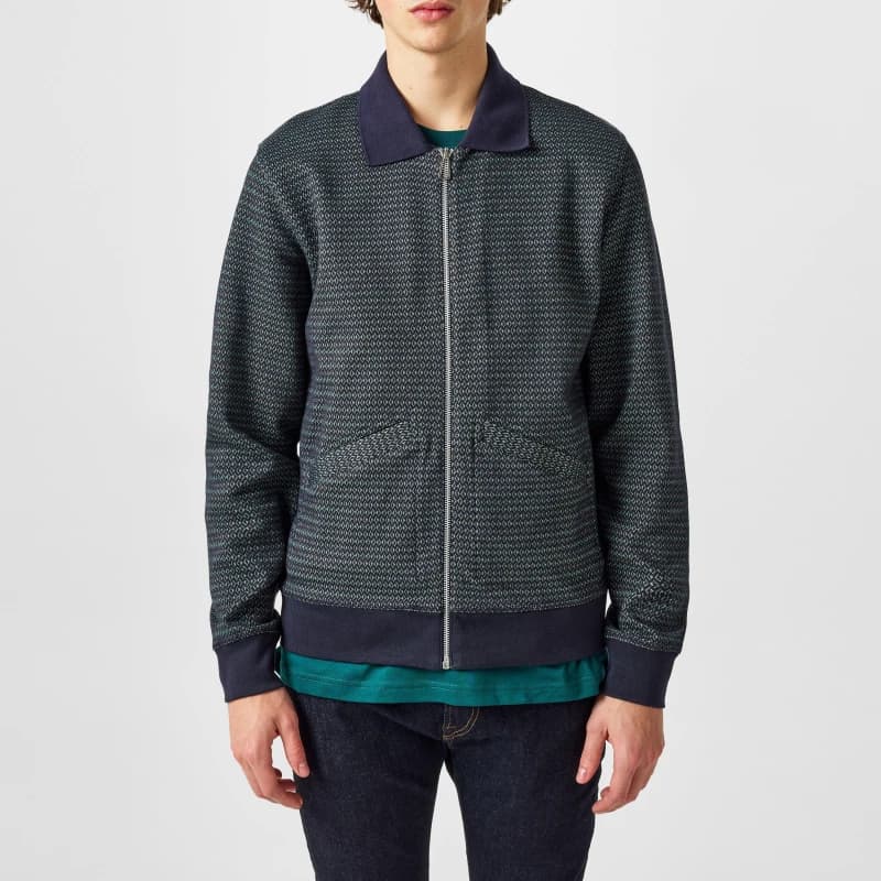 Image of Paul Smith PS Full Zip Weaved Cardigan Navy/Turquoise