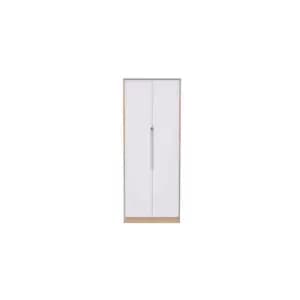Image of Welcome Furniture Barquero Tall Plain Wardrobe - White Matt and Bardolino Oak