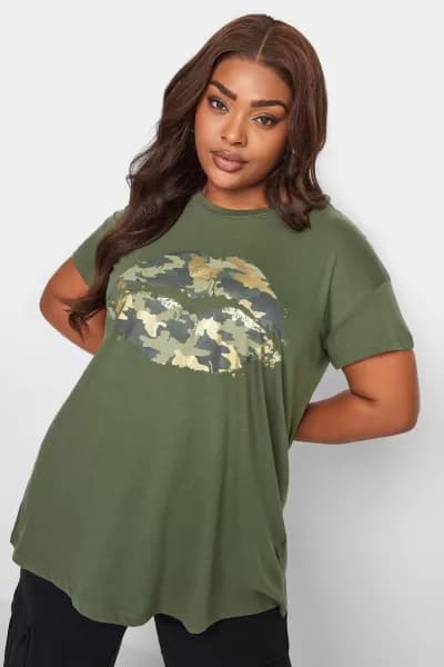 Image of Lips Print T-Shirt