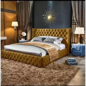 Image of Royale Bed Double Plush Velvet Mustard