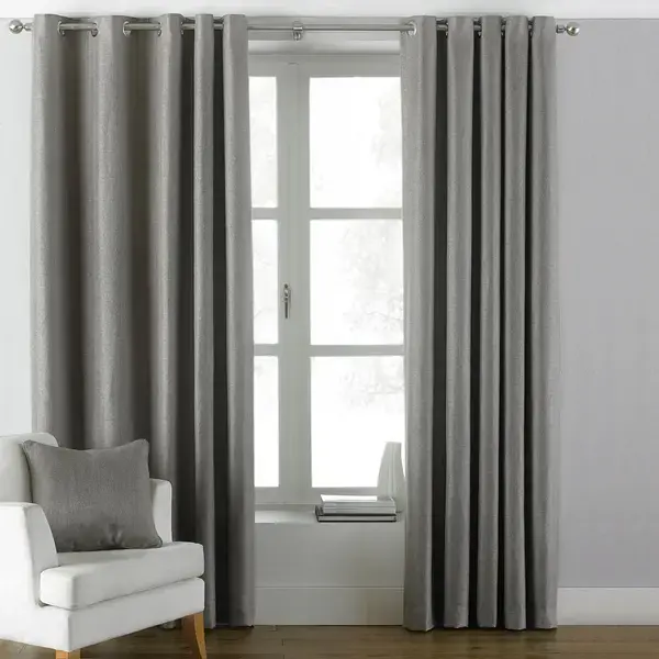 Image of Atlantic Twill Woven Eyelet Curtains Grey / 117 x 137cm