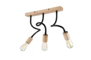 Image of Cameron Multi Arm Semi Flush Ceiling Light Black, 3x E27