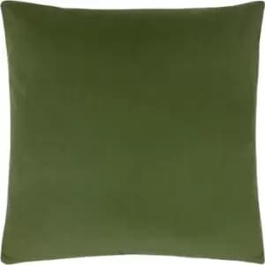 Image of Sunningdale Velvet Square Cushion Olive, Olive / 50 x 50cm / Polyester Filled