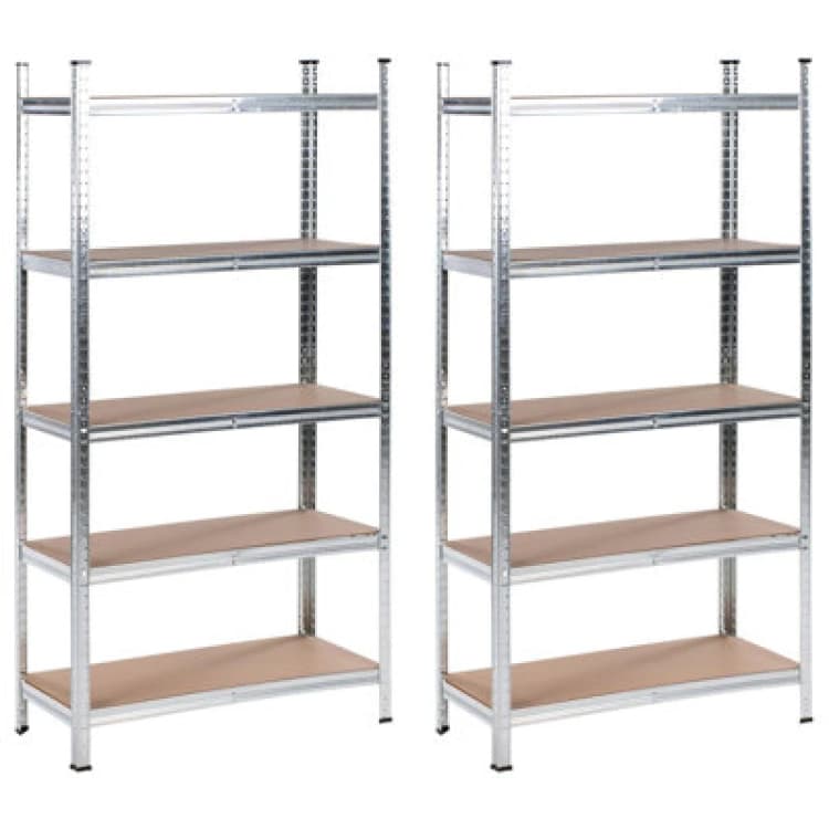 Image of Beliani Set Of 2 Garage Shelves Xitta Metal 90 Cm 40 Cm Silver