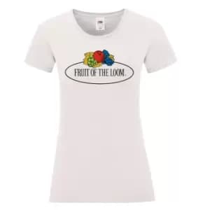 Image of Fruit of the Loom Womens/Ladies Vintage Big Logo Fitted T-Shirt (XL) (White)