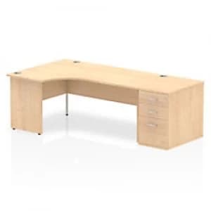 Image of Impulse 1800 Left Hand Panel End Workstation 800 Pedestal Bundle Maple