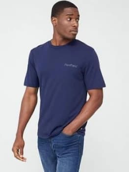 Image of Penfield Wallpole Chest Logo and Back Print Short Sleeve T-Shirt - Navy, Size XL, Men