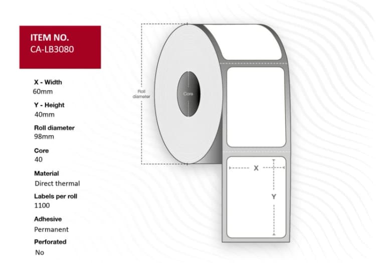 Image of Capture CA-LB3080 printer label White