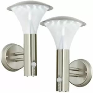 Image of Loops - 2 pack IP44 Outdoor LED Lamp Brushed Steel Wall pir Lantern Porch Curved Light