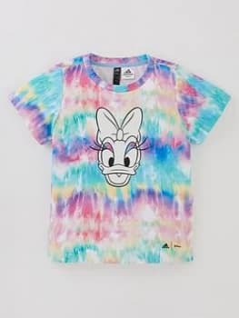 Image of adidas Younger Girls Daisy Duck T-Shirt - Pink/Purple, Pink/Purple, Size 5-6 Years, Women