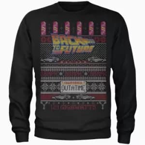 Image of Back To The Future OUTATIME Mens Christmas Jumper - Black - XXL