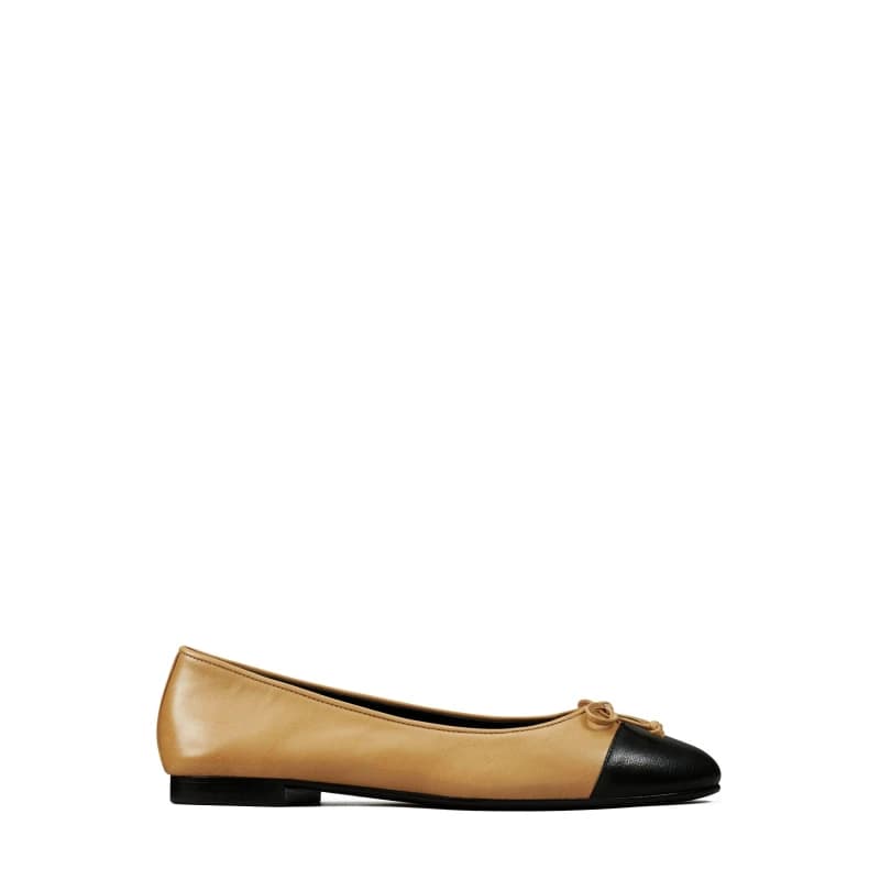 Image of Tory Burch Cap-Toe Ballet Flats - Beige Beige 5