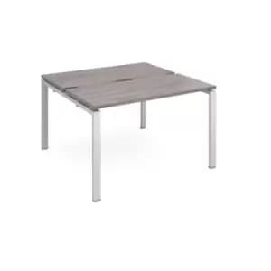 Image of Adapt back to back desks 1200mm x 1200mm - silver frame and grey oak top