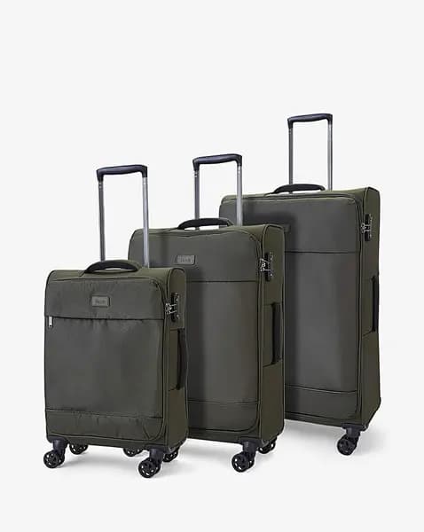 Image of Rock Luggage Paris VPK6K Soft Shell Olive Green Suitcase 3Pcs Set