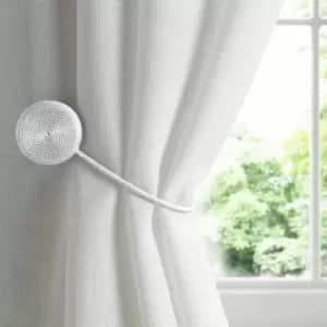 Image of Alan Symonds Cirque Magnet Curtain Tie Backs, White, Pair