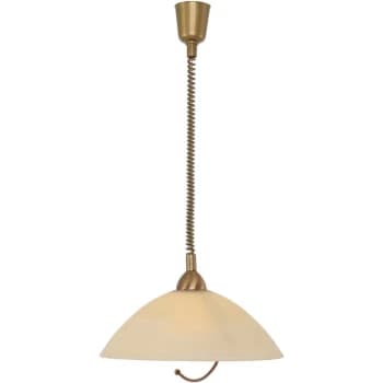 Image of Sienna Lighting - Sienna Capric Dome Pendant Ceiling Lights Bronze Brushed, Glass Ivory Alabaster White