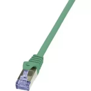 Image of LogiLink CQ3015S RJ45 Network cable, patch cable CAT 6A S/FTP 25.00cm Green Flame-retardant, incl. detent