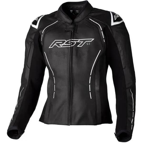 Image of RST S1 Ladies Leather Jacket Black White Size 10