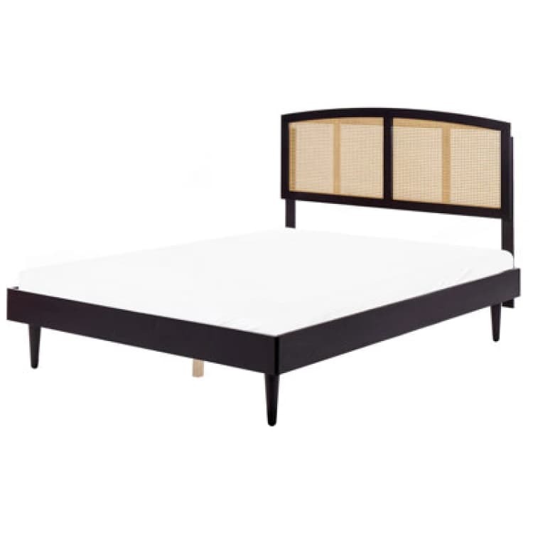 Image of Beliani Bed Rattan Varzy 160 X 200 Cm (Eu King Size) Black