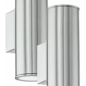 Image of Loops - 2 pack IP44 Outdoor Wall Light Stainless Steel 3W GU10 Porch Up & Down Lamp