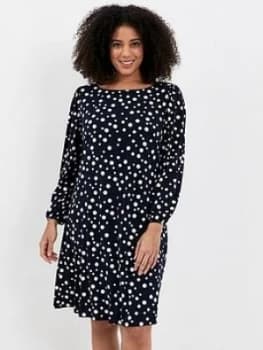 Image of Evans Spot Shift Dress - Navy