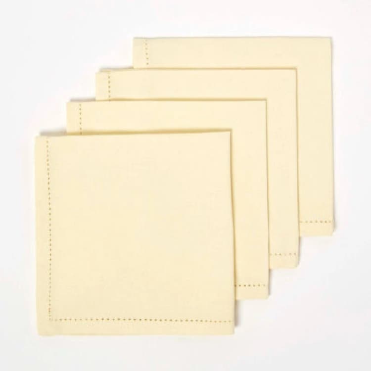 Image of Homescapes Cotton Fabric 4 Napkins Set Cream