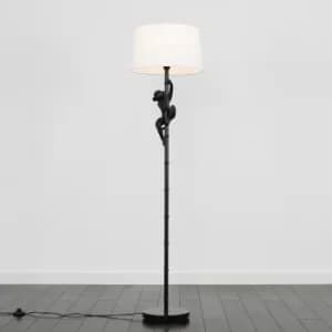Image of George Monkey Black Floor Lamp with White Doretta Shade