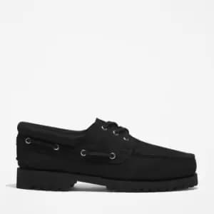 Image of Timberland 3-eye Lug Handsewn Boat Shoe For Men In Black Black, Size 10.5