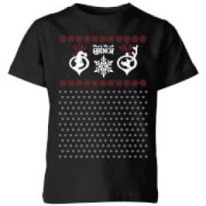 Image of The Grinch Pattern Kids Christmas T-Shirt - Black - 11-12 Years