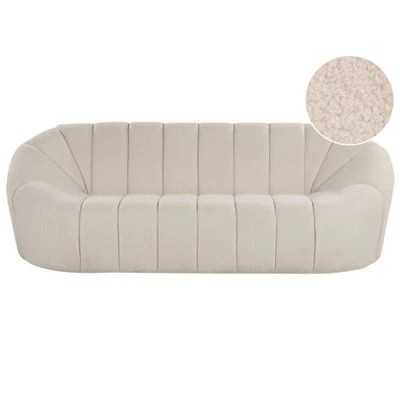 Image of Beliani Sofa 3 Seater Lomma Boucle White