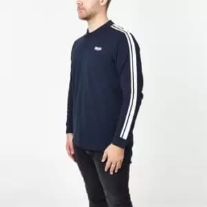 Image of Lonsdale 2 Stripe Long Sleeve Polo Shirt Mens - Blue