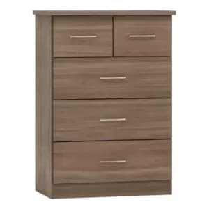 Image of Seconique Nevada 3+2 Drawer Chest - Rustic Oak Effect