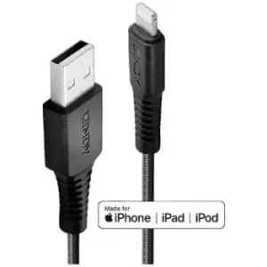 Image of LINDY USB cable USB 2.0 Apple Lightning plug, USB-A plug 0.50 m Black 31290