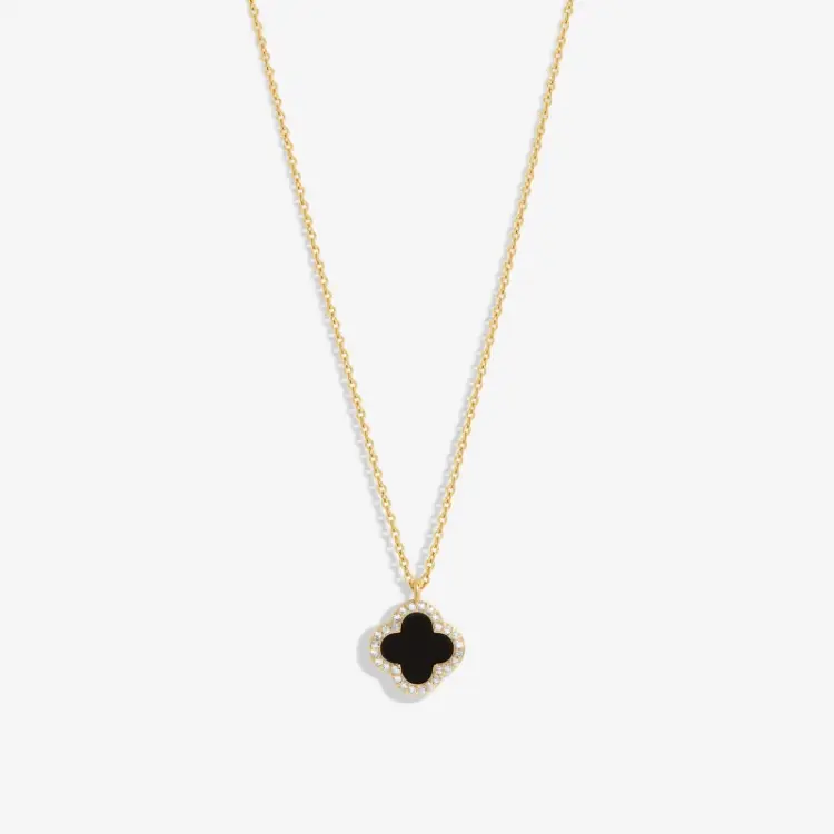 Image of Jon Richard Gold Plated And Jet Clover Pendant Necklace Jewellery Sets One Size Gold 71711310000
