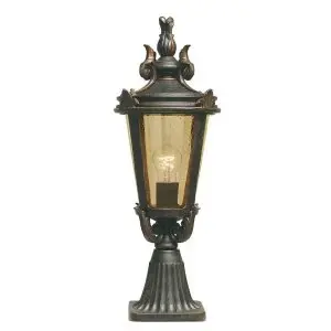 Image of 1 Light Medium Outdoor Pedestal Lantern Weathered Bronze IP44, E27