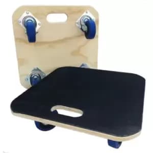 Image of 600kg Heavy-Duty Wooden Dolly with Rubber Platform, 150 x 480 x 480 (H x W x D mm)