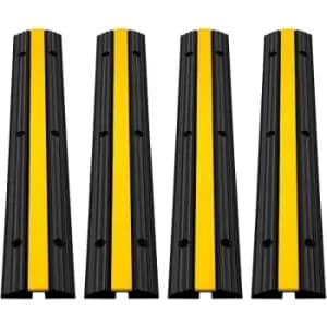 Image of VEVOR 4 Pack of 1-Channel Rubber Cable Protector Ramps Heavy Duty 18000Lbs Load Capacity Cable Wire Cord Cover Ramp Speed Bump Driveway Hose Cable