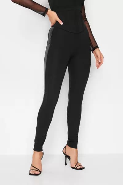 Image of Tall Womens Faux Leather Stripe Leggings