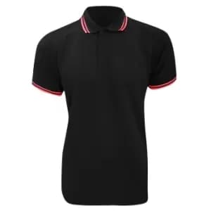 Image of Kustom Kit Mens Tipped PiquA Short Sleeve Polo Shirt (2XL) (Black/Red)