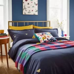 Image of Joules Bee Embroidered Kingsize Duvet Cover Set, Navy