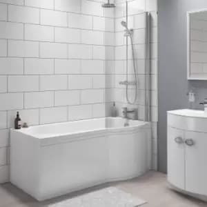Image of Portland Right Hand P Shape Shower Bath - 1500 x 800mm
