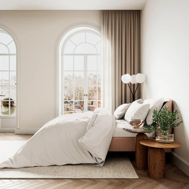 Image of Bedeck of Belfast Cotton Sateen Plain Dye Duvet Cover Set Chalk unisex Double