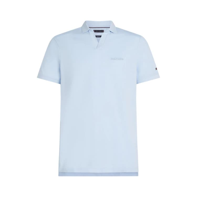 Image of Tommy Hilfiger Mens Cotton Linen Terry Short Sleeve Polo Shirt Sweet Blue male XL