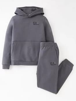 Image of EA7 Emporio Armani Boys Core Id Hoodie Tracksuit - Irongate Size Age: 6 Years